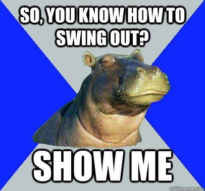 So, you know how to swing out? show me - So, you know how to swing out? show me  Skeptical Hippo