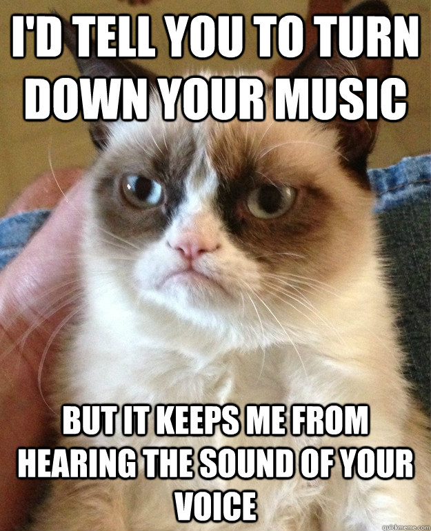 i'd tell you to turn down your music but it keeps me from hearing the sound of your voice - i'd tell you to turn down your music but it keeps me from hearing the sound of your voice  Grumpy Cat