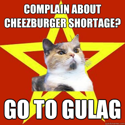 complain about cheezburger shortage? go to gulag  Lenin Cat