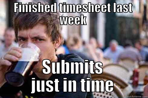 FINISHED TIMESHEET LAST WEEK SUBMITS JUST IN TIME Lazy College Senior