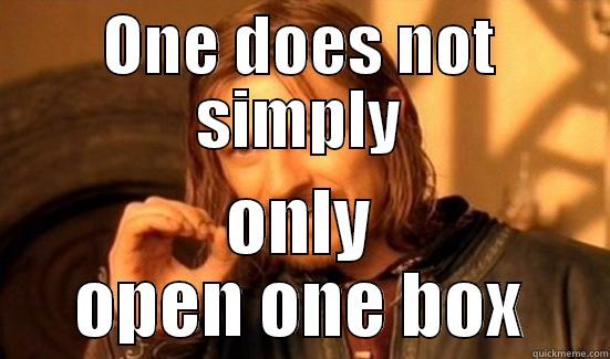 ONE DOES NOT SIMPLY ONLY OPEN ONE BOX Boromir