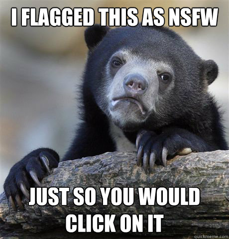 i flagged this as nsfw just so you would click on it  Confession Bear