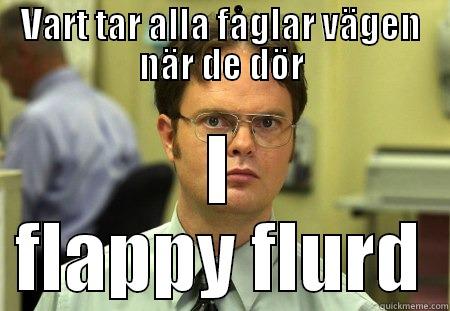 VART TAR ALLA FÅGLAR VÄGEN NÄR DE DÖR I FLAPPY FLURD Schrute