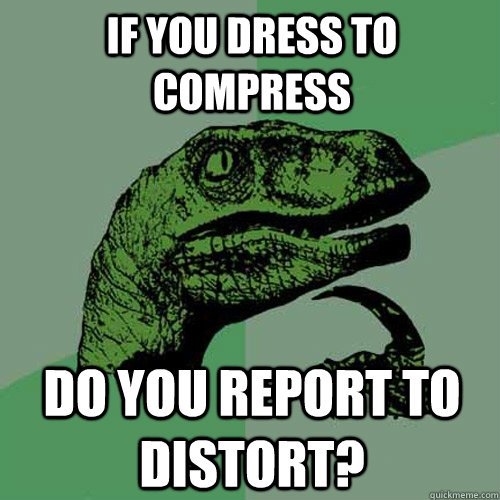 If you dress to compress Do you report to distort?  Philosoraptor