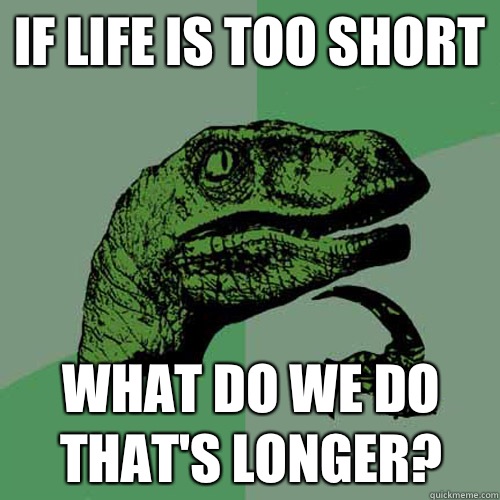 if life is too short What do we do that's longer? - if life is too short What do we do that's longer?  Philosoraptor