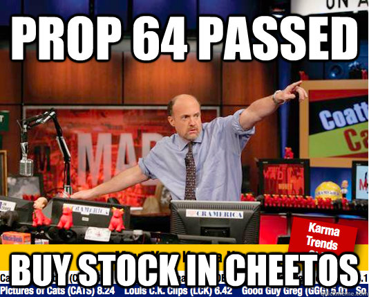 Prop 64 passed buy stock in cheetos - Prop 64 passed buy stock in cheetos  Mad Karma with Jim Cramer