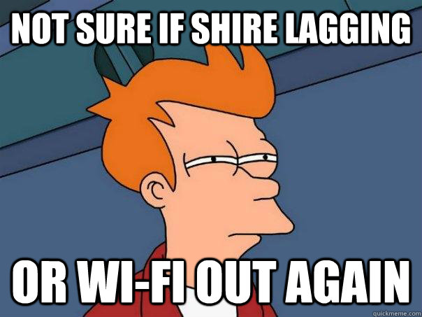 Not sure if Shire lagging or wi-fi out again - Not sure if Shire lagging or wi-fi out again  Futurama Fry