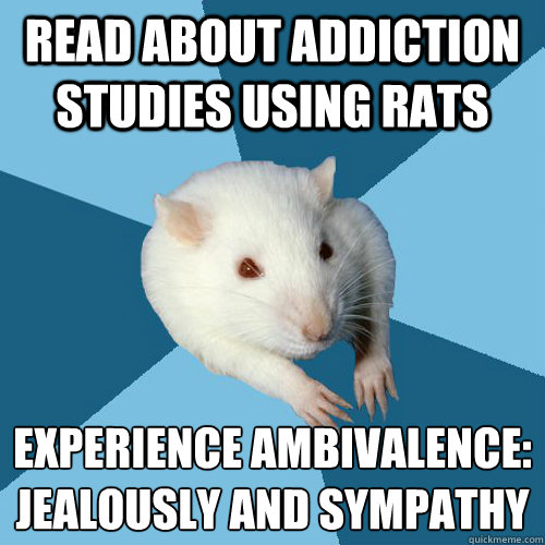 Read about addiction studies using rats experience Ambivalence:
jealously and sympathy  Psychology Major Rat