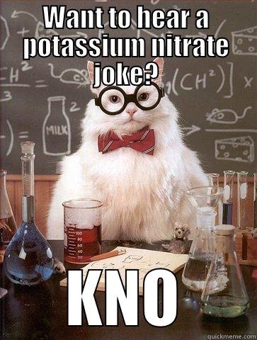 WANT TO HEAR A POTASSIUM NITRATE JOKE? KNO Chemistry Cat