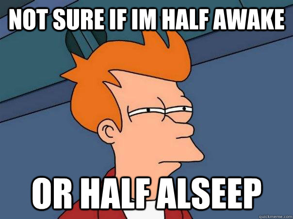 Not sure if im half awake or half alseep  Futurama Fry