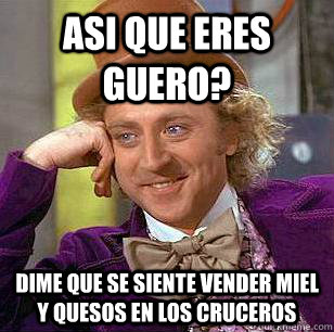 ASI QUE ERES GUERO? DIME QUE SE SIENTE VENDER MIEL Y QUESOS EN LOS CRUCEROS  Condescending Wonka