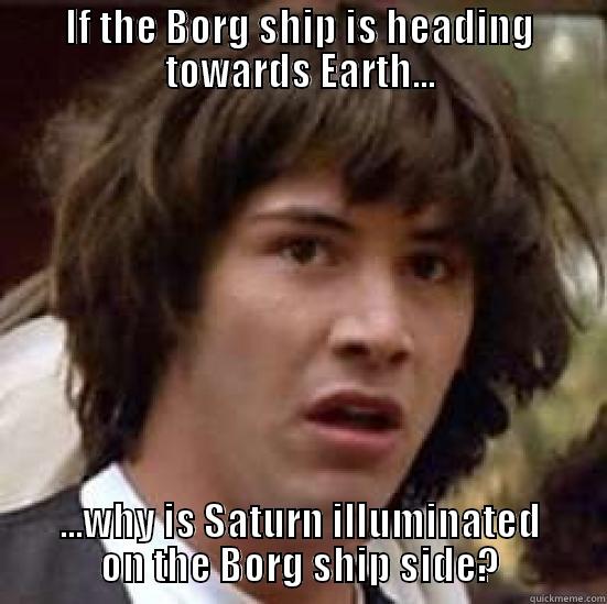 IF THE BORG SHIP IS HEADING TOWARDS EARTH... ...WHY IS SATURN ILLUMINATED ON THE BORG SHIP SIDE? conspiracy keanu