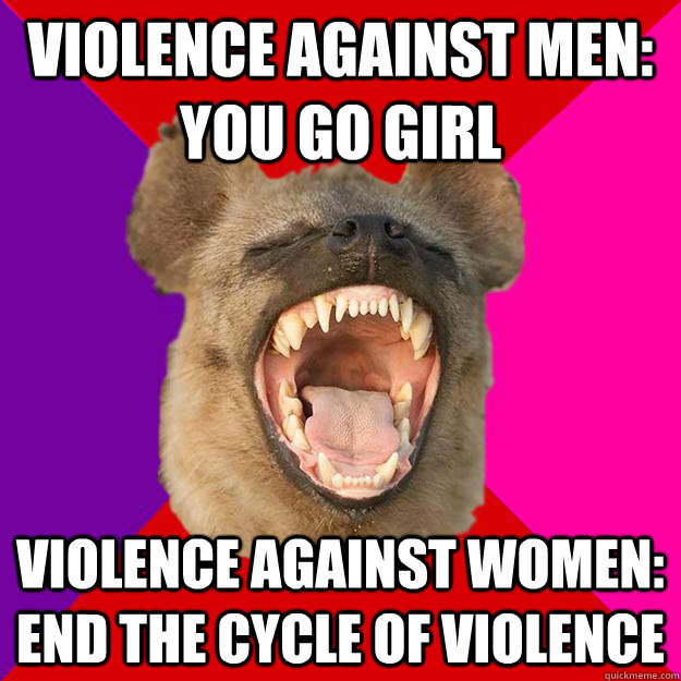 VIOLENCE AGAINST MEN: YOU GO GIRL VIOLENCE AGAINST WOMEN: END THE CYCLE OF VIOLENCE  Radical Feminist Hyena