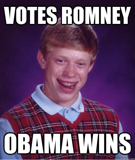 Votes Romney Obama Wins  Bad Luck Brian