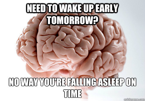 Need to wake up early tomorrow? No way you're falling asleep on time  Scumbag Brain