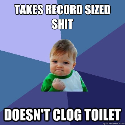 Takes record sized shit Doesn't clog toilet  Success Kid