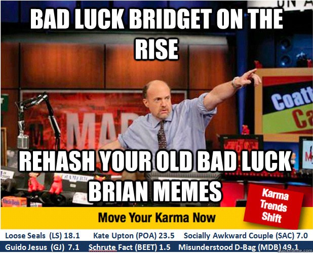 bad luck bridget ON THE RISE Rehash your old Bad luck brian memes  Jim Kramer with updated ticker