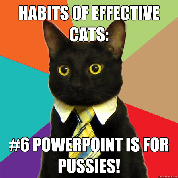 habits of effective cats: #6 PowerPoint is for Pussies!  Business Cat