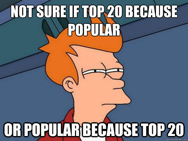 Not sure if top 20 because popular or popular because top 20 - Not sure if top 20 because popular or popular because top 20  Futurama Fry