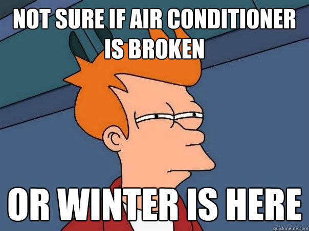 Not sure if air conditioner is broken or winter is here  Futurama Fry