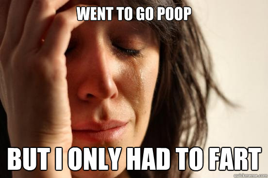 Went to go poop But I only had to fart  First World Problems