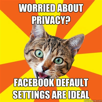 Worried about Privacy? Facebook default settings are ideal - Worried about Privacy? Facebook default settings are ideal  Bad Advice Cat