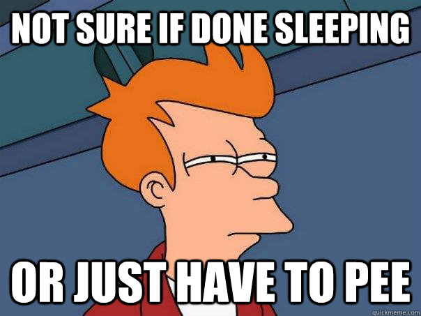 Not sure if done sleeping or just have to pee  Futurama Fry