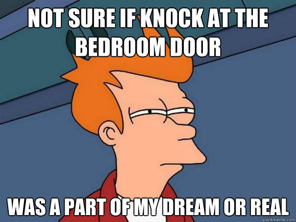 Not sure if knock at the bedroom door  was a part of my dream or real  Futurama Fry