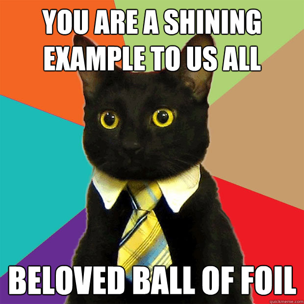 you are a shining example to us all beloved ball of foil  Business Cat