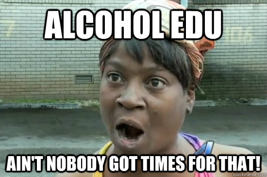 alcohol edu AIN'T NOBODY GOT tIMES FOR THAT!  Aint nobody got time for that