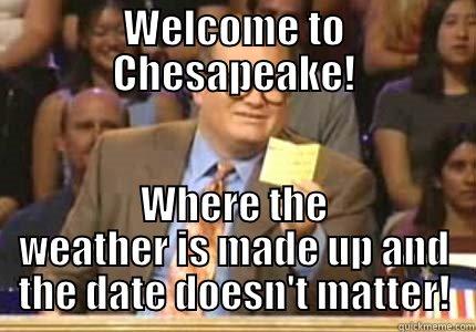 WELCOME TO CHESAPEAKE! WHERE THE WEATHER IS MADE UP AND THE DATE DOESN'T MATTER! Whose Line