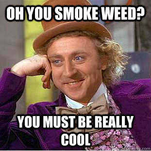 oh you smoke weed? You must be really cool  Condescending Wonka