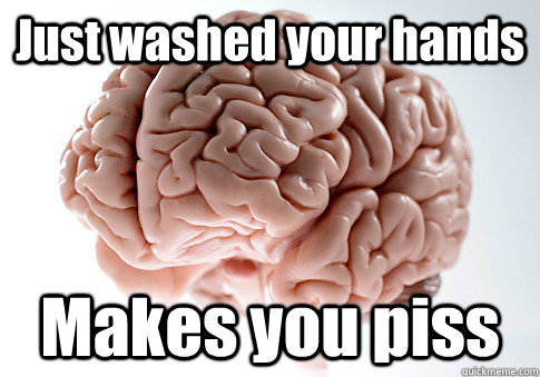 Just washed your hands Makes you piss   Scumbag Brain