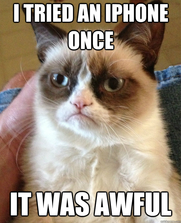 I tried an iPhone once It was awful  Grumpy Cat