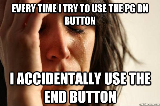 Every time I try to use the Pg Dn button I accidentally use the End button  First World Problems