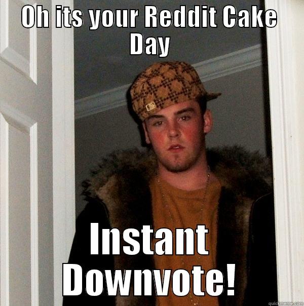 OH ITS YOUR REDDIT CAKE DAY INSTANT DOWNVOTE! Scumbag Steve