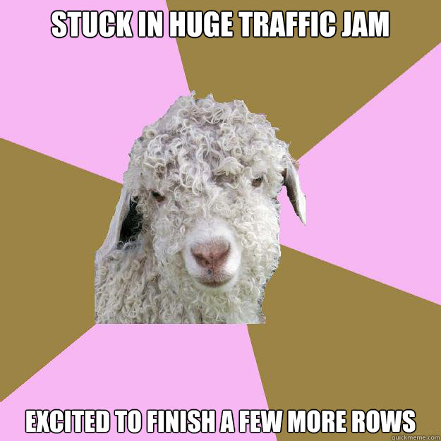 Stuck in huge traffic jam Excited to finish a few more rows   Crochet goat