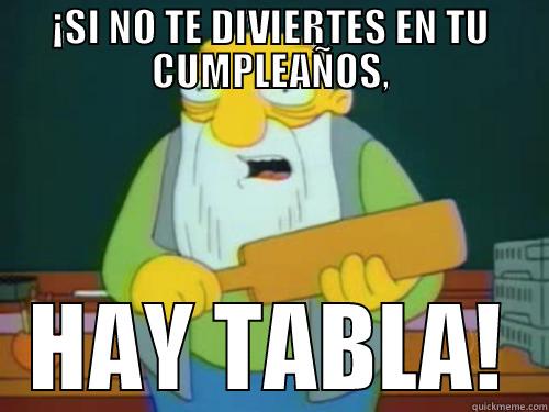 ¡SI NO TE DIVIERTES EN TU CUMPLEAÑOS, HAY TABLA! Misc