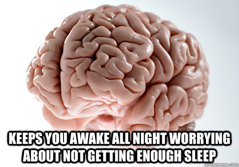  keeps you awake all night worrying about not getting enough sleep  Scumbag Brain