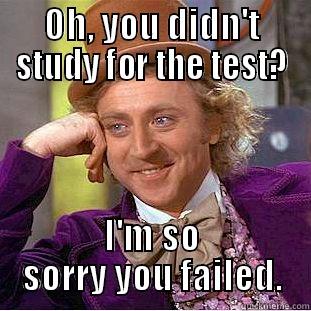 OH, YOU DIDN'T STUDY FOR THE TEST? I'M SO SORRY YOU FAILED. Creepy Wonka