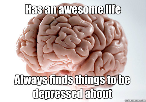 Has an awesome life Always finds things to be depressed about  Scumbag Brain