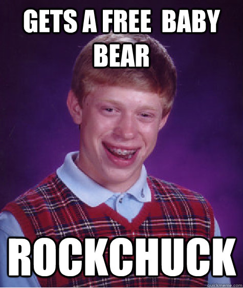 Gets a free  baby bear rockchuck  Bad Luck Brian