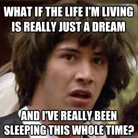 What if the life I'm living is really just a dream And I've really been sleeping this whole time? - What if the life I'm living is really just a dream And I've really been sleeping this whole time?  conspiracy keanu