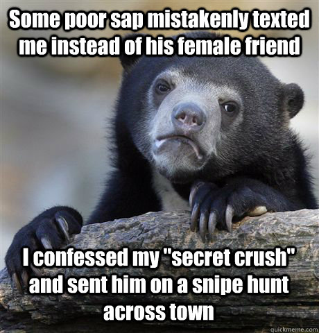 Some poor sap mistakenly texted me instead of his female friend I confessed my 