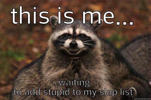 THIS IS ME... WAITING TO ADD STUPID TO MY SLAP LIST  Evil Plotting Raccoon