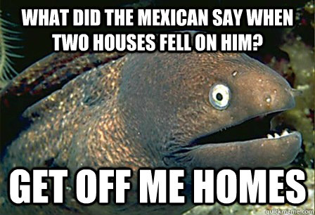 What did the Mexican say when two houses fell on him? get off me homes  