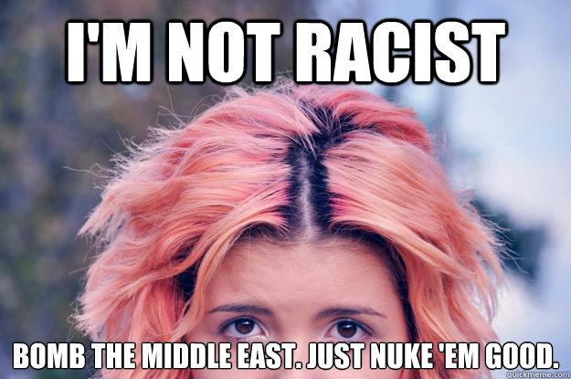 I'm not racist Bomb the middle east. just nuke 'em good.  