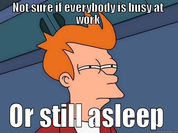 NOT SURE IF EVERYBODY IS BUSY AT WORK OR STILL ASLEEP Futurama Fry