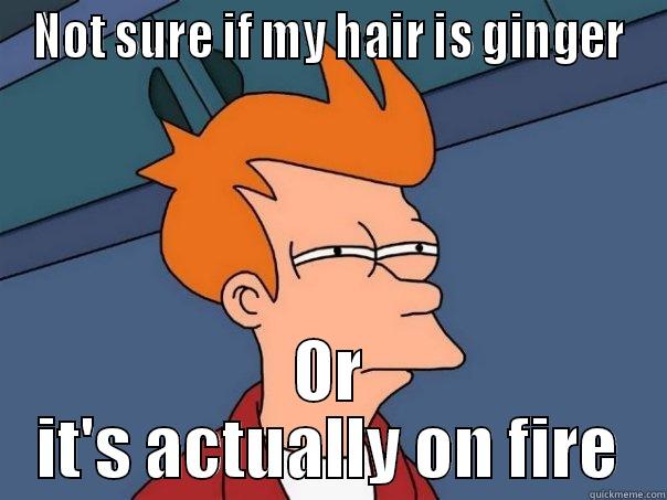 NOT SURE IF MY HAIR IS GINGER OR IT'S ACTUALLY ON FIRE Futurama Fry