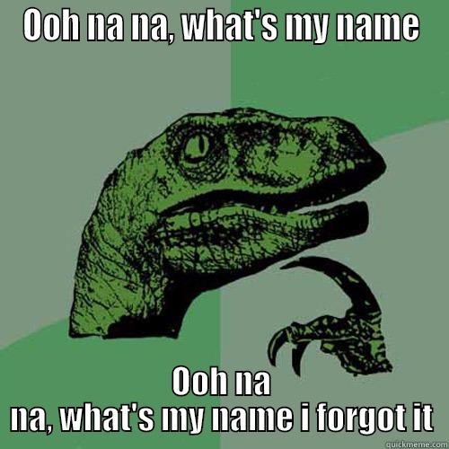 OOH NA NA, WHAT'S MY NAME OOH NA NA, WHAT'S MY NAME I FORGOT IT Philosoraptor